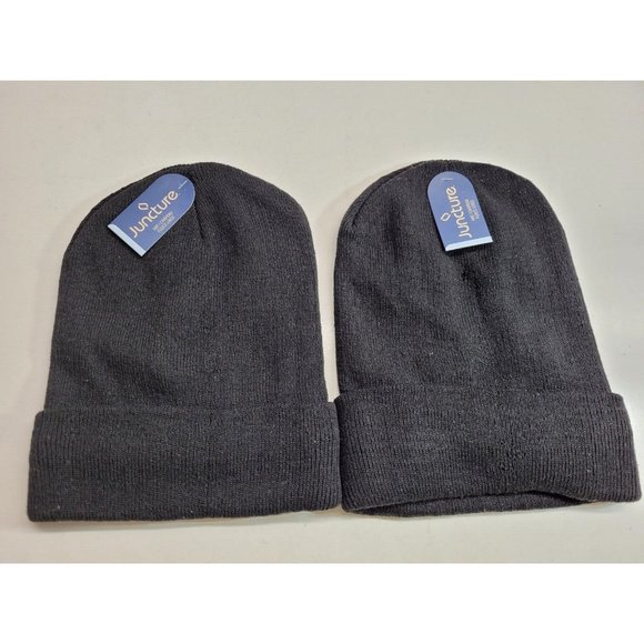 Unbranded Other - Juncture Lot of 2 Black Fleece Lined Beanies New w/ Tags
